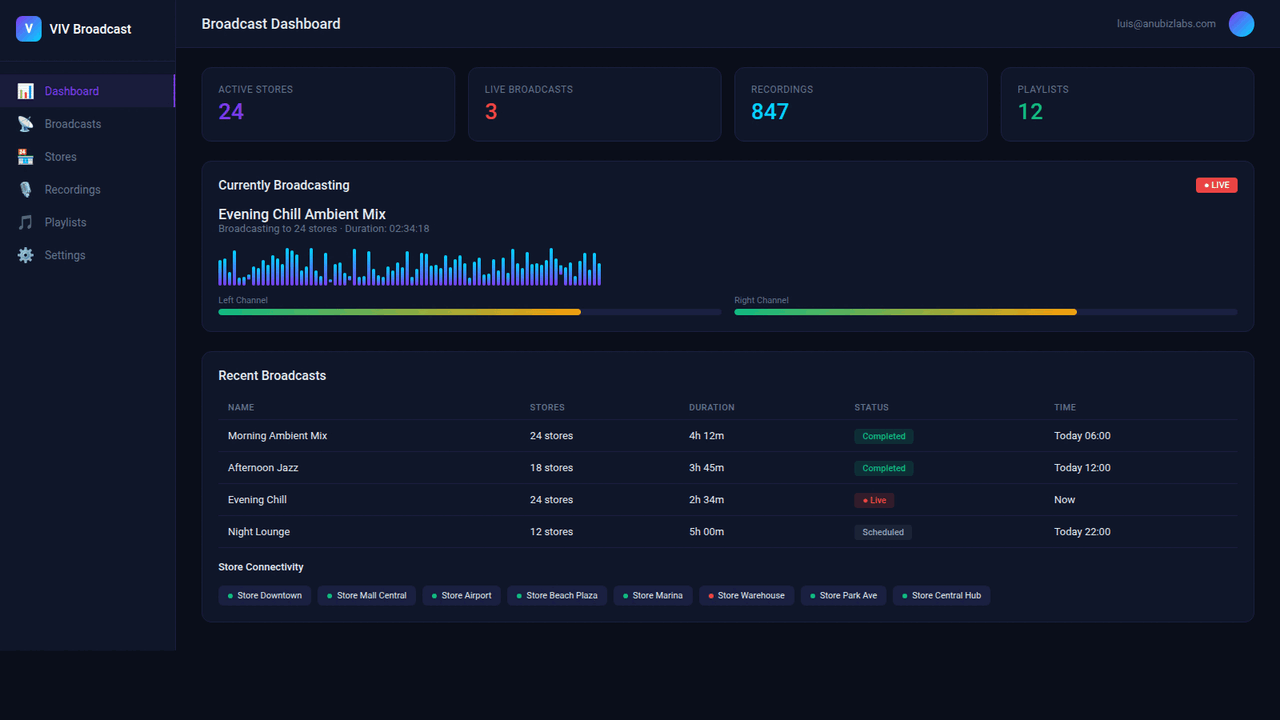 VIV Broadcast — Store Audio Broadcasting System
